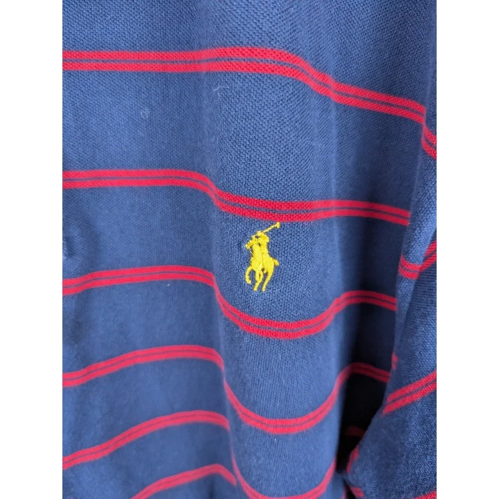 Polo Ralph Lauren Polo Shirt Mens XL Navy Red Striped Short Sleeve Pony Logo